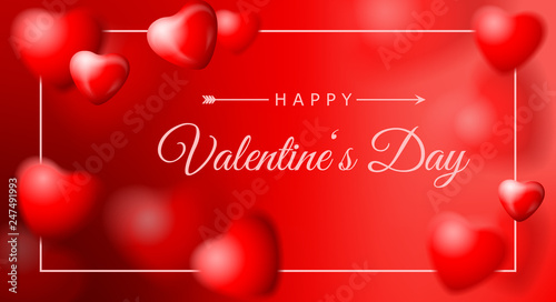 Valentinstag Hintergrund Vektor Banner mit roten Herzen