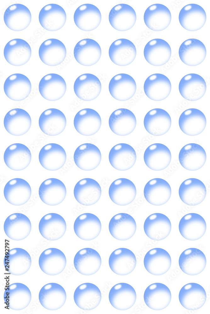 Symetrical background pattern bubbles with reflection on white