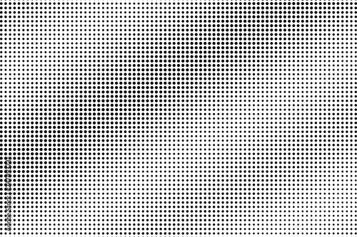Black and white grunge halftone vector texture. Digital pop art background. Diagonal dotwork gradient for vintage effect