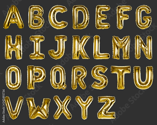 Konstfotografi Set of gold capital A-Z alphabet balloons