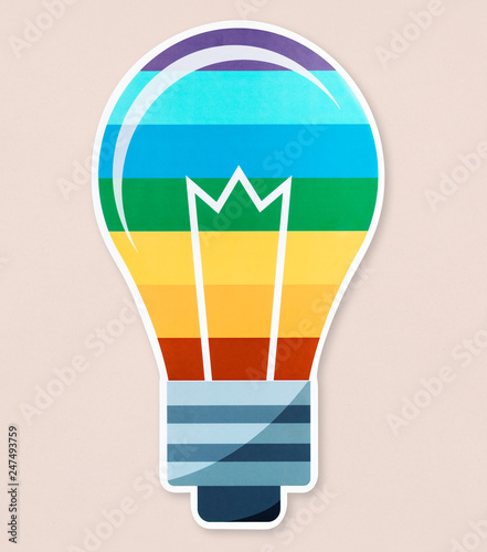 LGBT light bulb icon on isolated photo