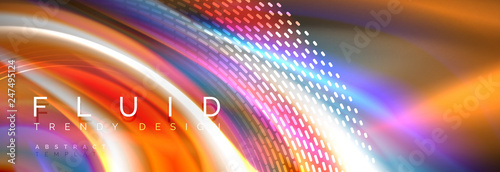 Fluid colors mixing glowing neon wave background, holographic texture