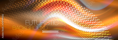 Fluid colors mixing glowing neon wave background, holographic texture