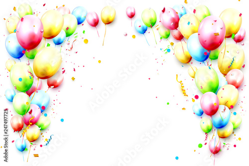 Birthday template with colorful balloons