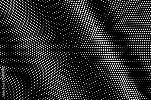 White dots on black background. Frequent halftone vector texture. Contrast dotwork gradient for vintage effect