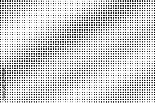 Black on white halftone vector texture. Rough perforated surface. Regular dotwork gradient for vintage effect.