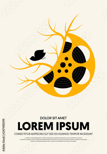 Movie and film poster design template background modern vintage retro style