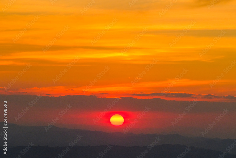 Sunset at Pha Nok Khao View Point, Phu Kradueng, Loei Province, Thailand Sunset at Pha Nok Khao View Point, Phu Kradueng, Loei Province, Thailand
