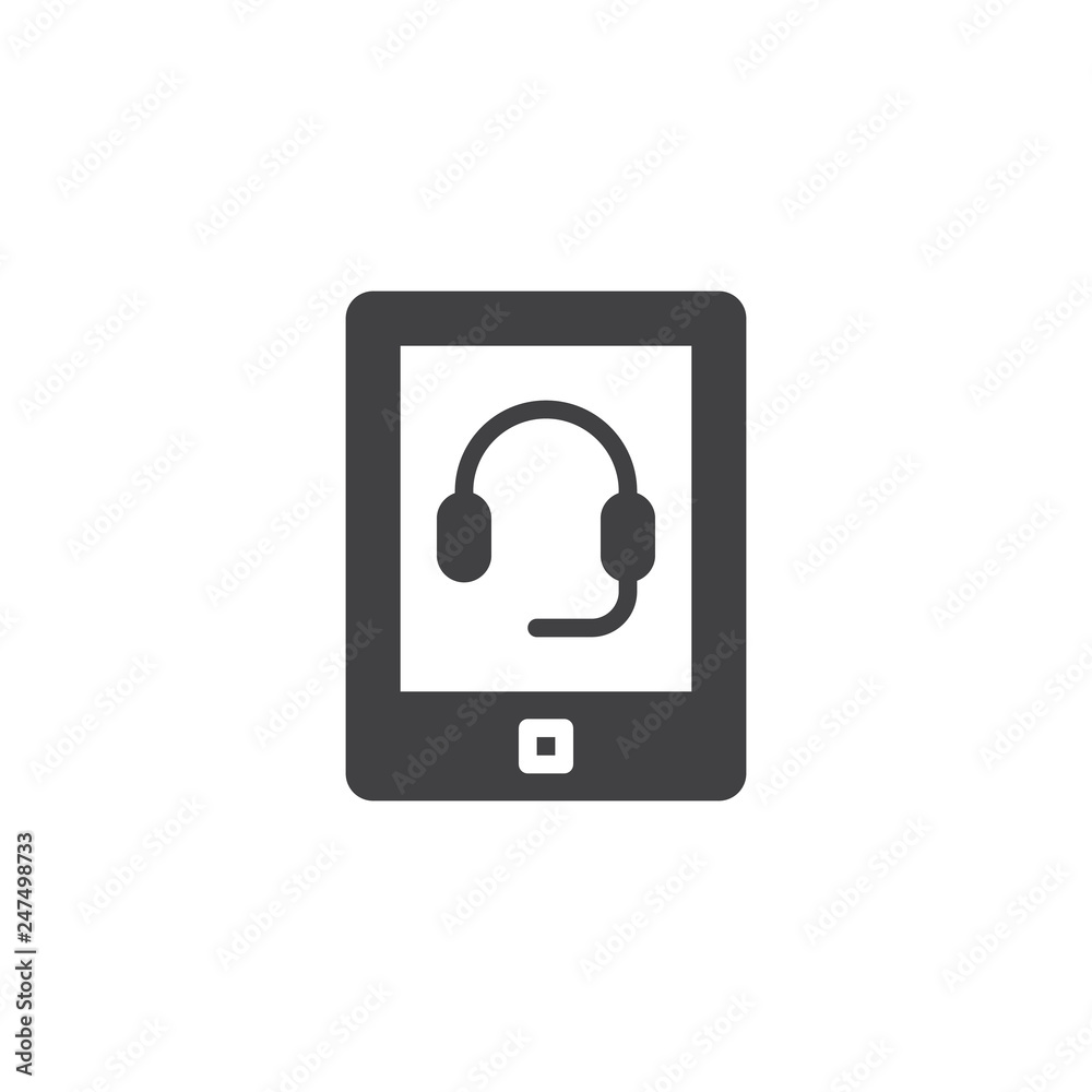 Technical support call vector icon. filled flat sign for mobile concept and web design. Smartphone screen with headset simple solid icon. Symbol, logo illustration. Pixel perfect vector graphics Technical support call vector icon. filled flat sign for mobile concept and web design. Smartphone screen with headset simple solid icon. Symbol, logo illustration. Pixel perfect vector graphics