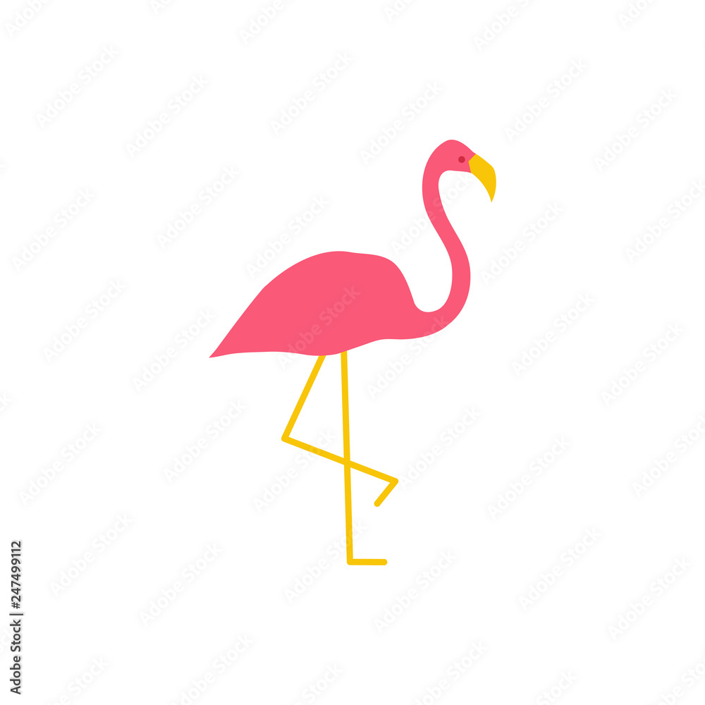 Fototapeta premium Vector pink flamingo. Vector standing flamingo. Vector illustration.