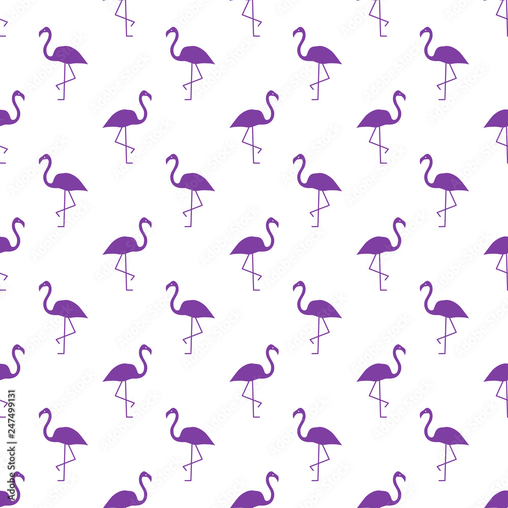 Vector seamless pattern with purple flamingos. Seamless pattern.