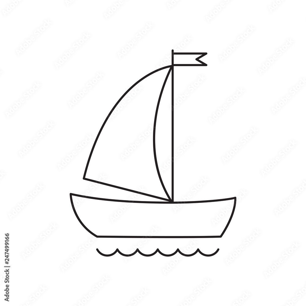 Vector simple outline ship symbol. Cartoon ship. Stock Vector | Adobe Stock