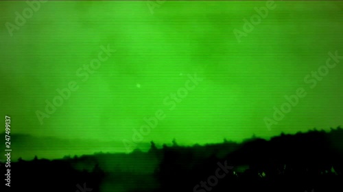 UFO sightsings Caught With night vision camera. Old Vhs Video with glitch error.
