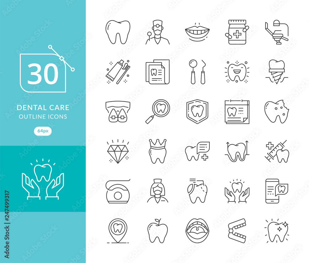 Vector dental medicine thin line icons. Modern thin line icons of ...