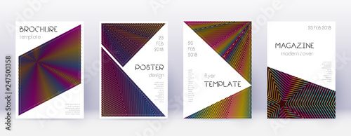 Triangle brochure design template set. Rainbow abs