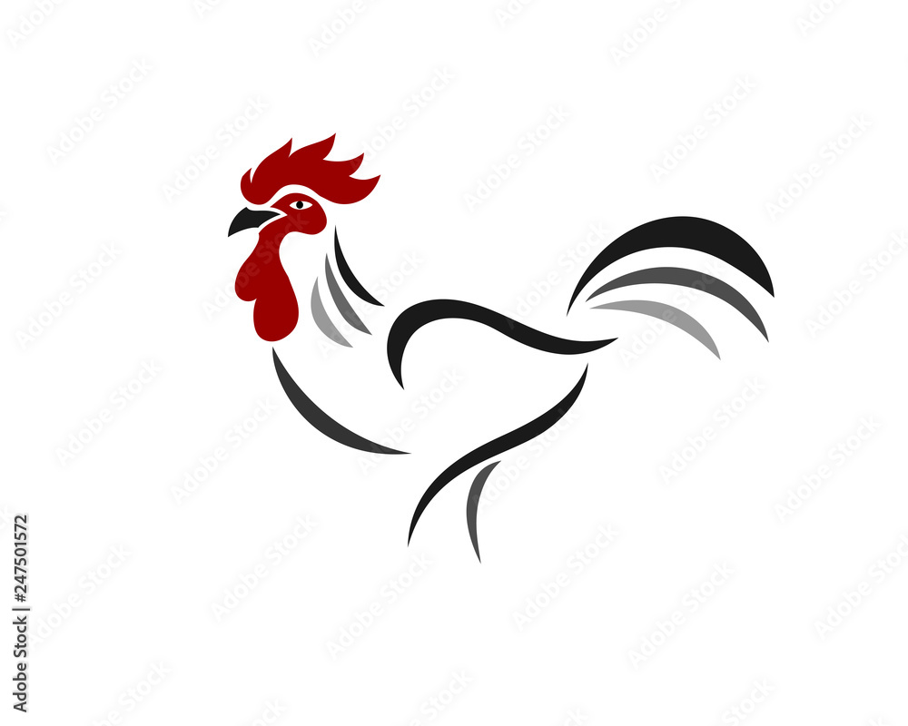 vector line art chicken rooster logo design inspiration Stock Vector