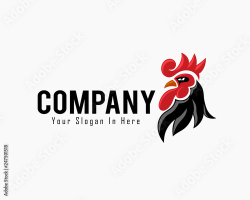 elegant vector angry rooster head logo design inspiration