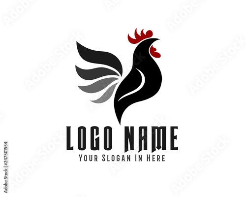 elegant drawing vector crowing rooster logo design inspiration