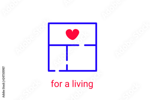 Logotype of apartment planning. Icon for sale and rent of real estate, apartments