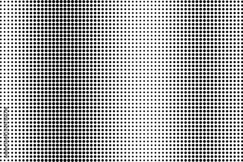 Black on white halftone vector texture. Grunge perforated surface. Regular dotwork gradient. Digital pop art background