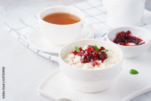 Wallpaper Mural Rice porridge with cranberries and jam for breakfast. Torontodigital.ca