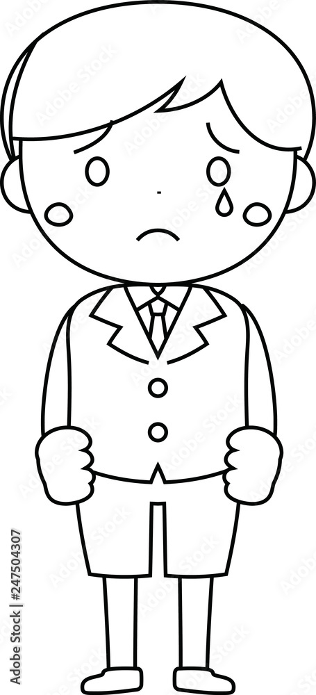 A serious male student expressing emotion outline A serious male student expressing emotion outline