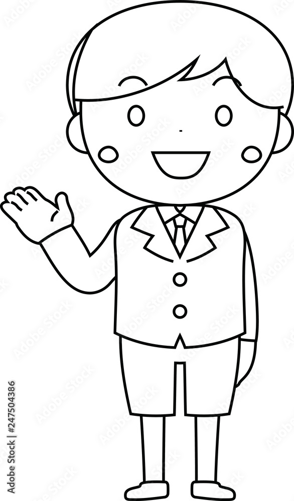 A serious male student expressing emotion outline A serious male student expressing emotion outline