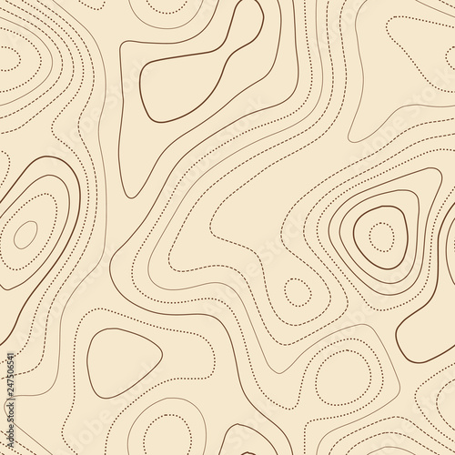 Topographic map lines. Admirable topographic map. Seamless design, fantastic tileable isolines pattern. Vector illustration.