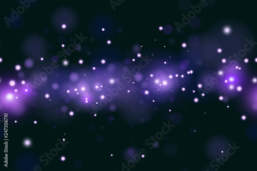 Space bokeh sparkle glitter luxury glamor camera flash light background. Abstract defocused circular party magic christmas background. New year glamorous elegant, shiny background.