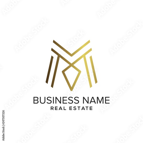 Luxury letter M for various logo template