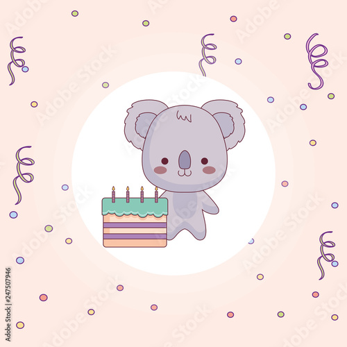 cute and little koala with sweet cake