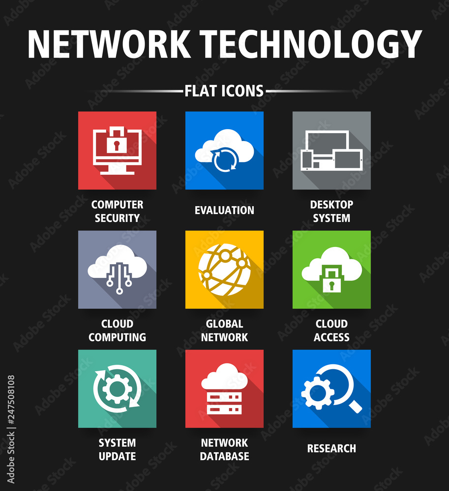 NETWORK TECHNOLOGY FLAT ICONS