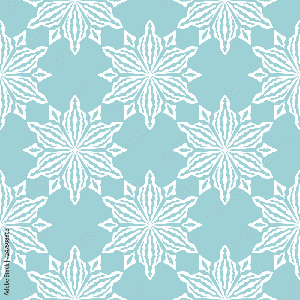 Floral seamless background. White design on blue backdrop