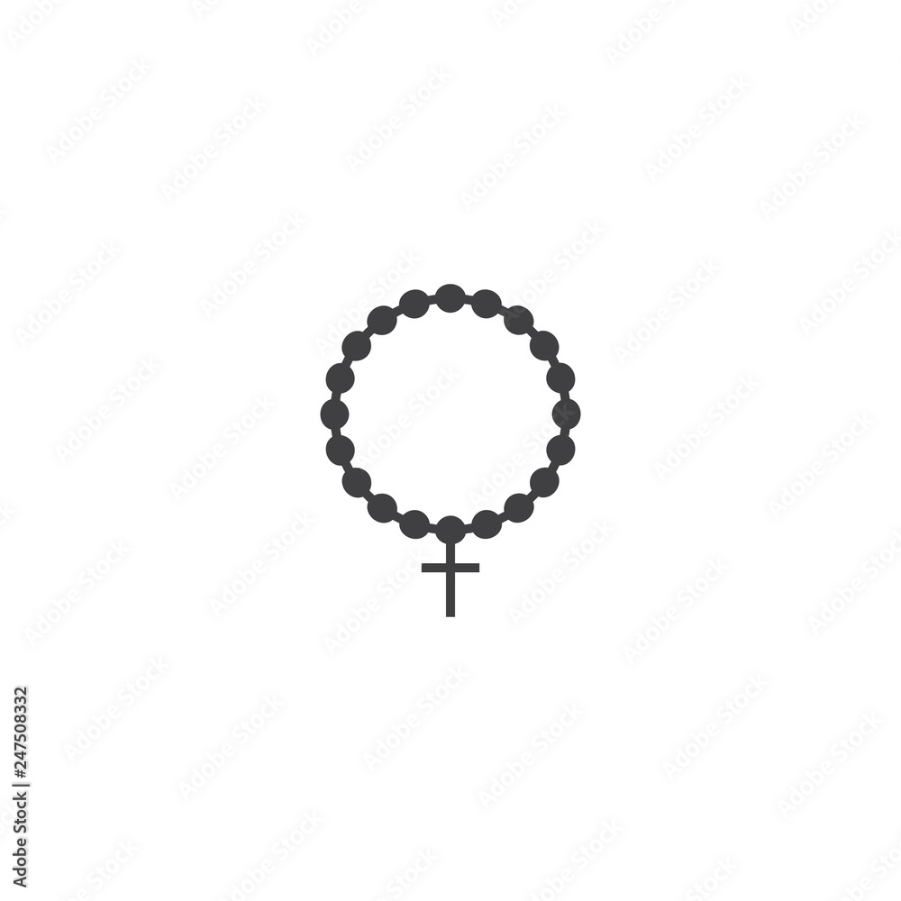 Christian holy rosary beads catholic cross icon vector Christian holy rosary beads catholic cross icon vector