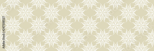 Floral seamless pattern. White design with olive green background