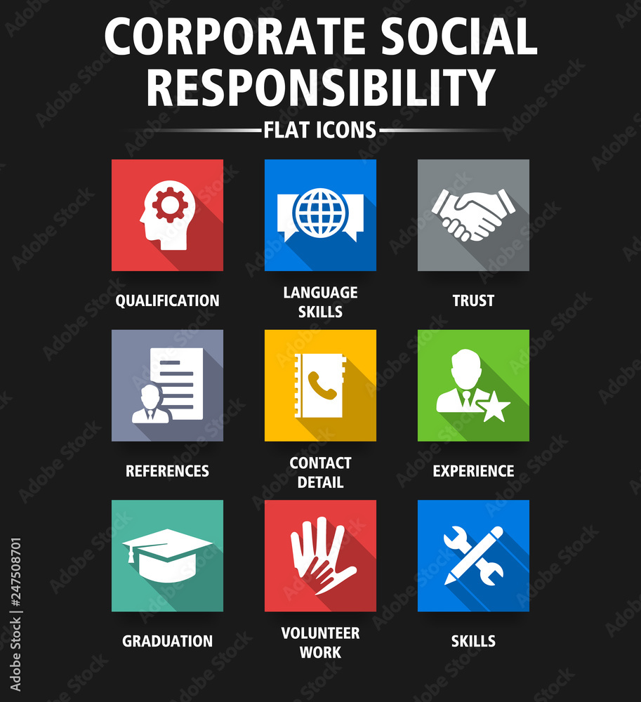 CORPORATE SOCIAL RESPONSIBILITY FLAT ICONS