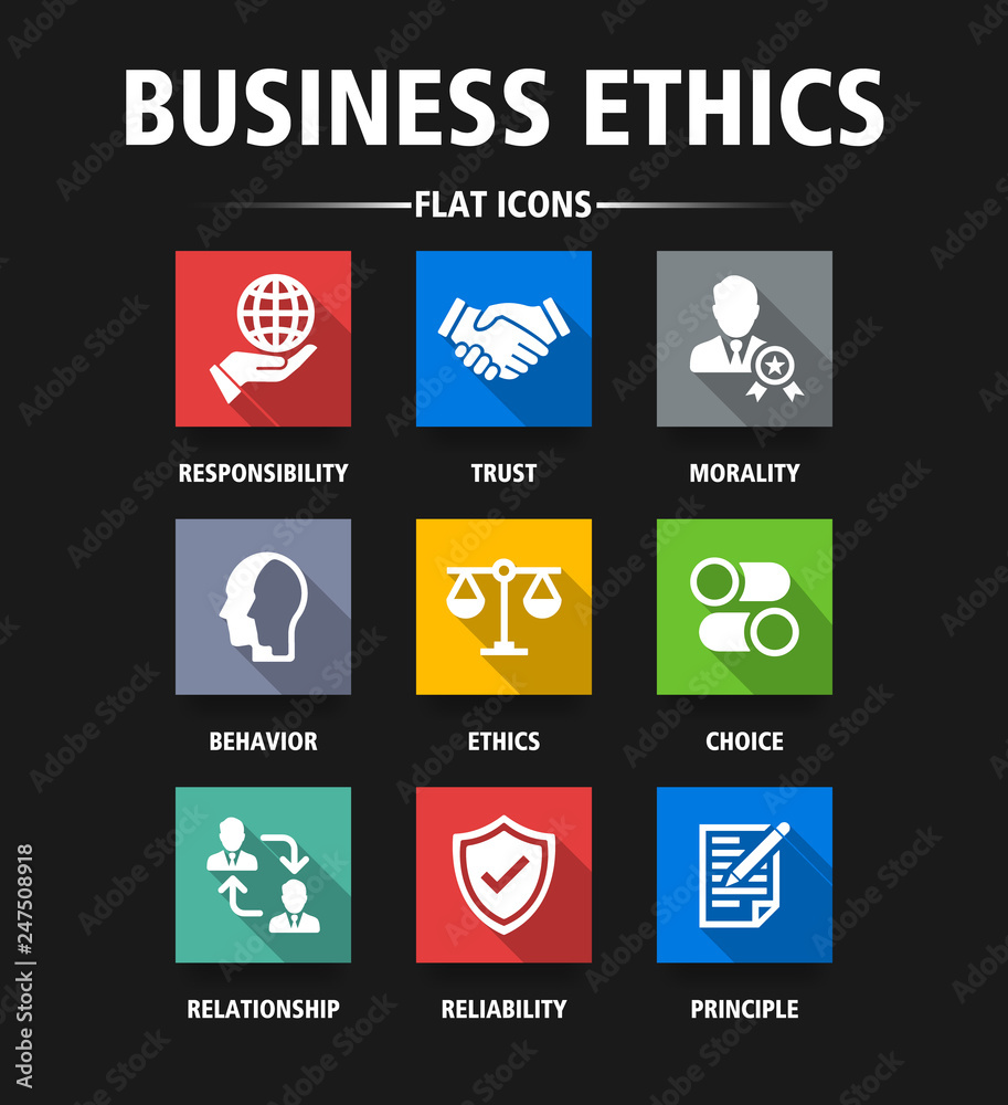 BUSINESS ETHICS FLAT ICONS BUSINESS ETHICS FLAT ICONS