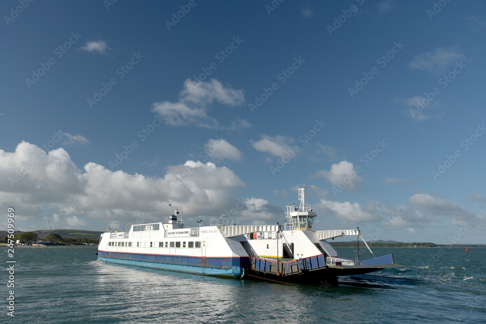 Chain ferry across Poole harbour near Sandbanks, Dorset