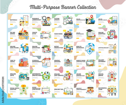 Multi Purpose Banner Collection With Flat Design Style