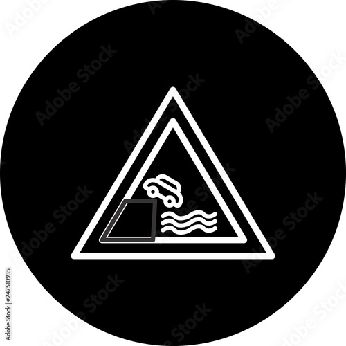  Vector Road leads on to quay or river bank Icon