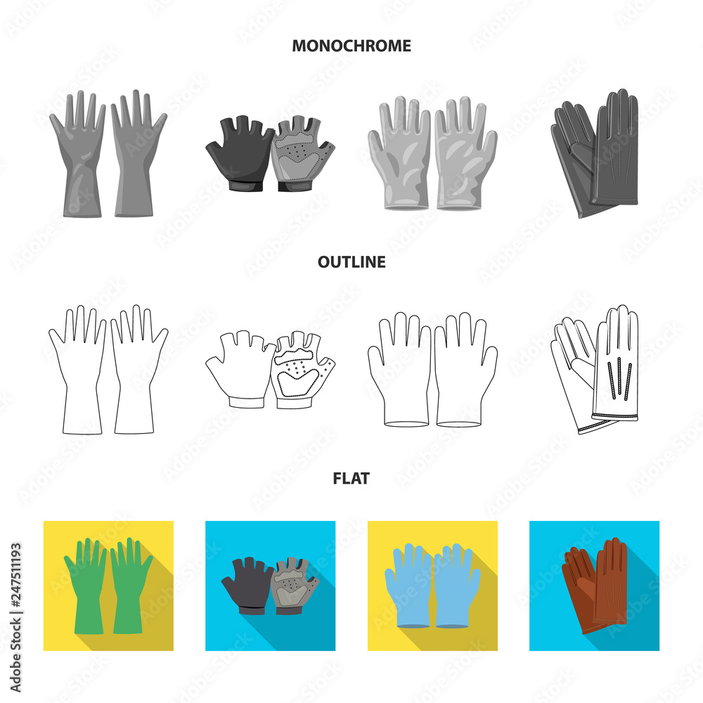 Vector design of glove and winter sign. Set of glove and equipment stock symbol for web. Vector design of glove and winter sign. Set of glove and equipment stock symbol for web.