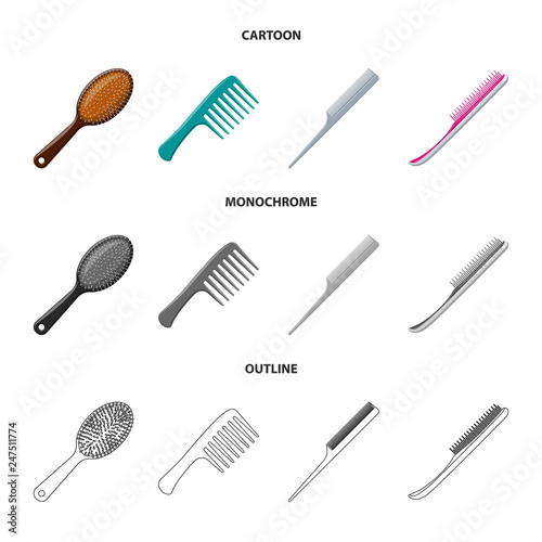 Isolated object of brush and hair sign. Set of brush and hairbrush vector icon for stock.