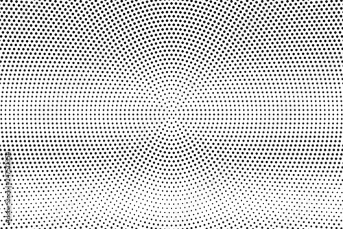 Black dots on white background. Abstract perforated surface. Circle halftone vector texture. Horizontal dotwork gradient