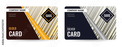 Universal design gold end silver voucher. light striped on dark background.