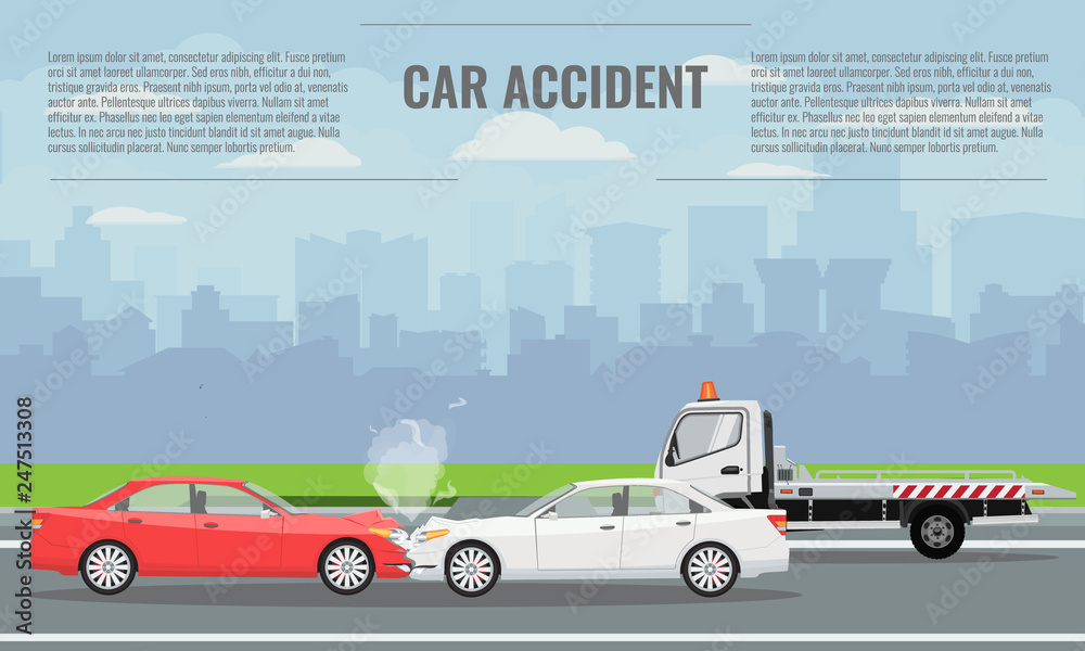 Car crash or accident concept illustration. Vector illustration for infographic template.
