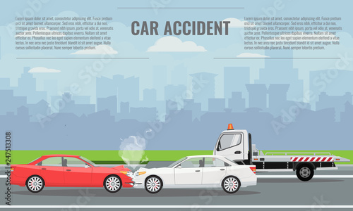 Car crash or accident concept illustration. Vector illustration for infographic template.