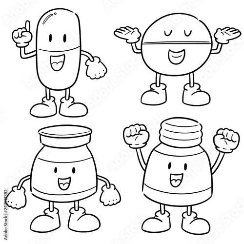 vector set of medicine cartoon