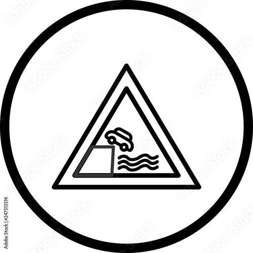  Vector Road leads on to quay or river bank Icon