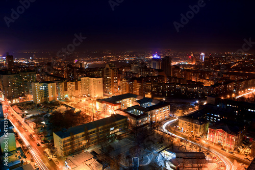 night view of the city of Donetsk from a great height
