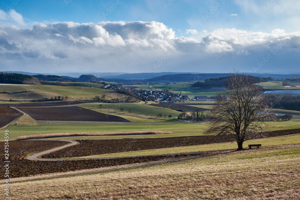 Blick in die Hegaulandschaft mit der Gemeinde Duchtlingen